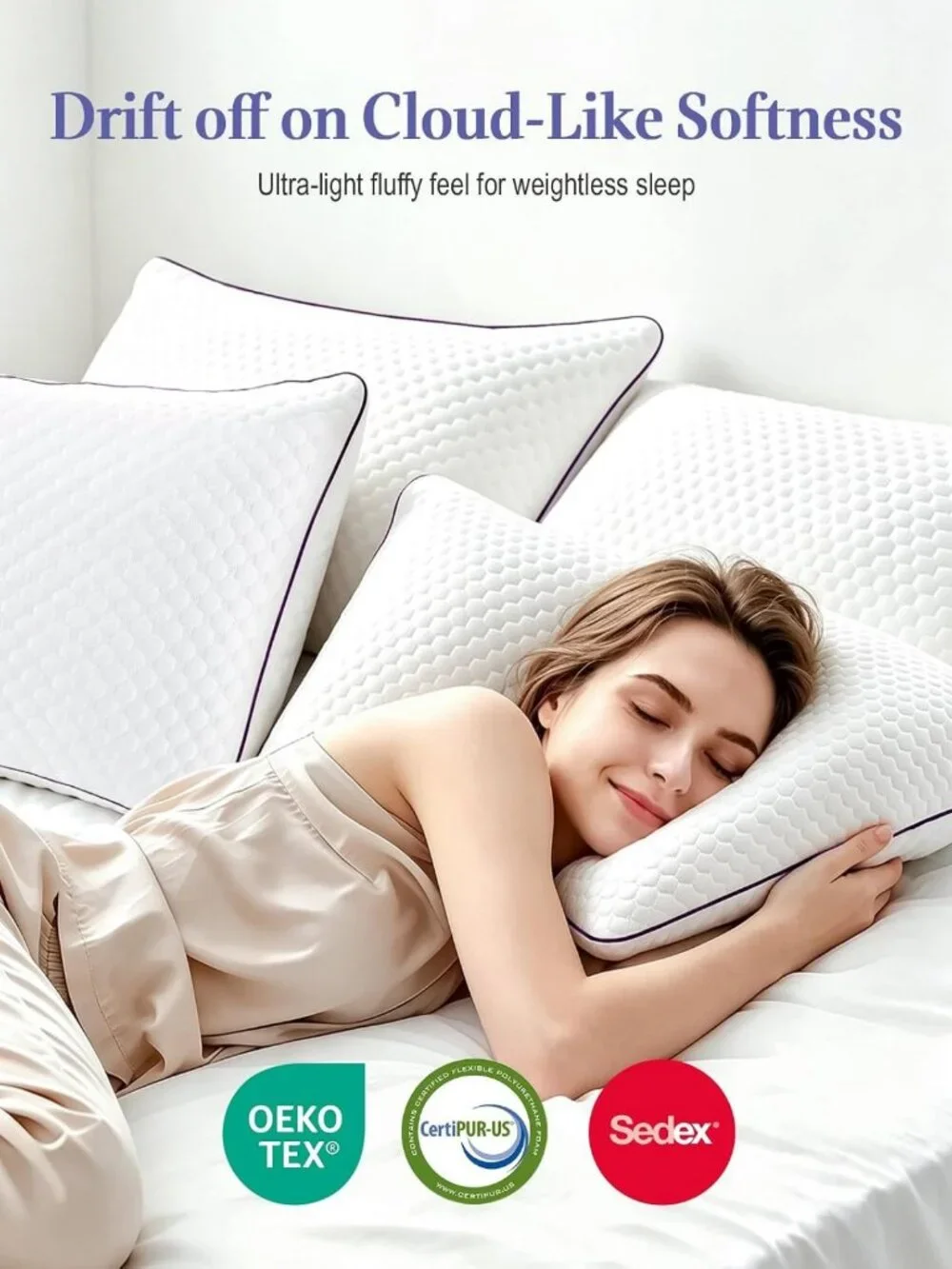 Adjustable Shredded Memory Foam Pillows Set of 2 - Queen Size Comfort & Support